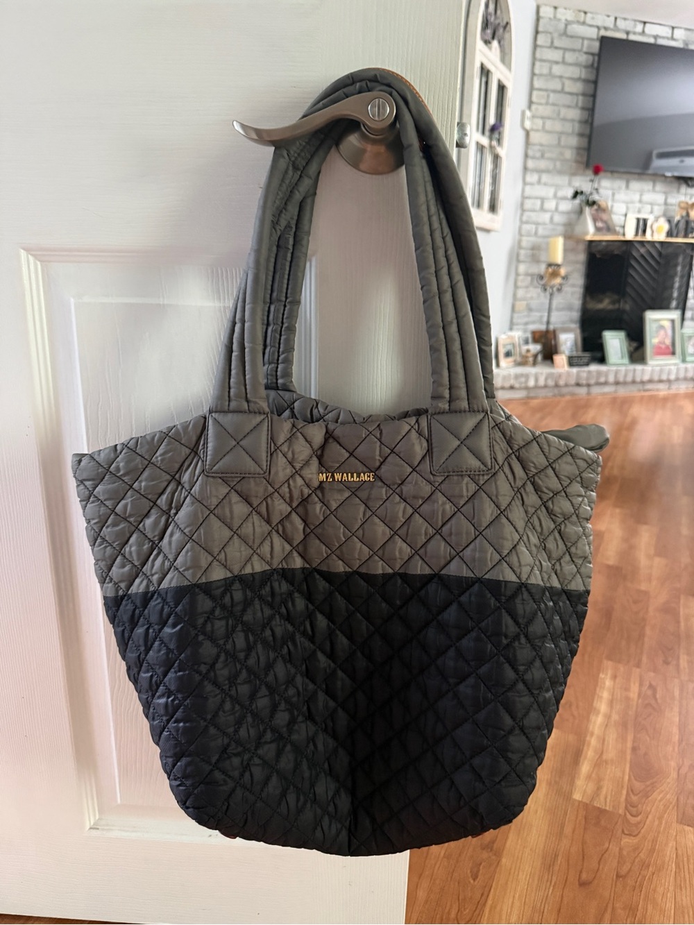 MZ Wallace Quilted Two-Tone Tote in Gray and Black